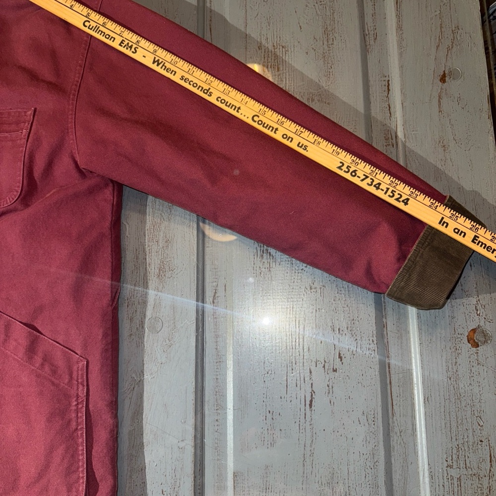 Vtg L.L. Bean Chore Barn Jacket Canvas Coat Womens M Red Primaloft Plaid Lining - Picture 10 of 13